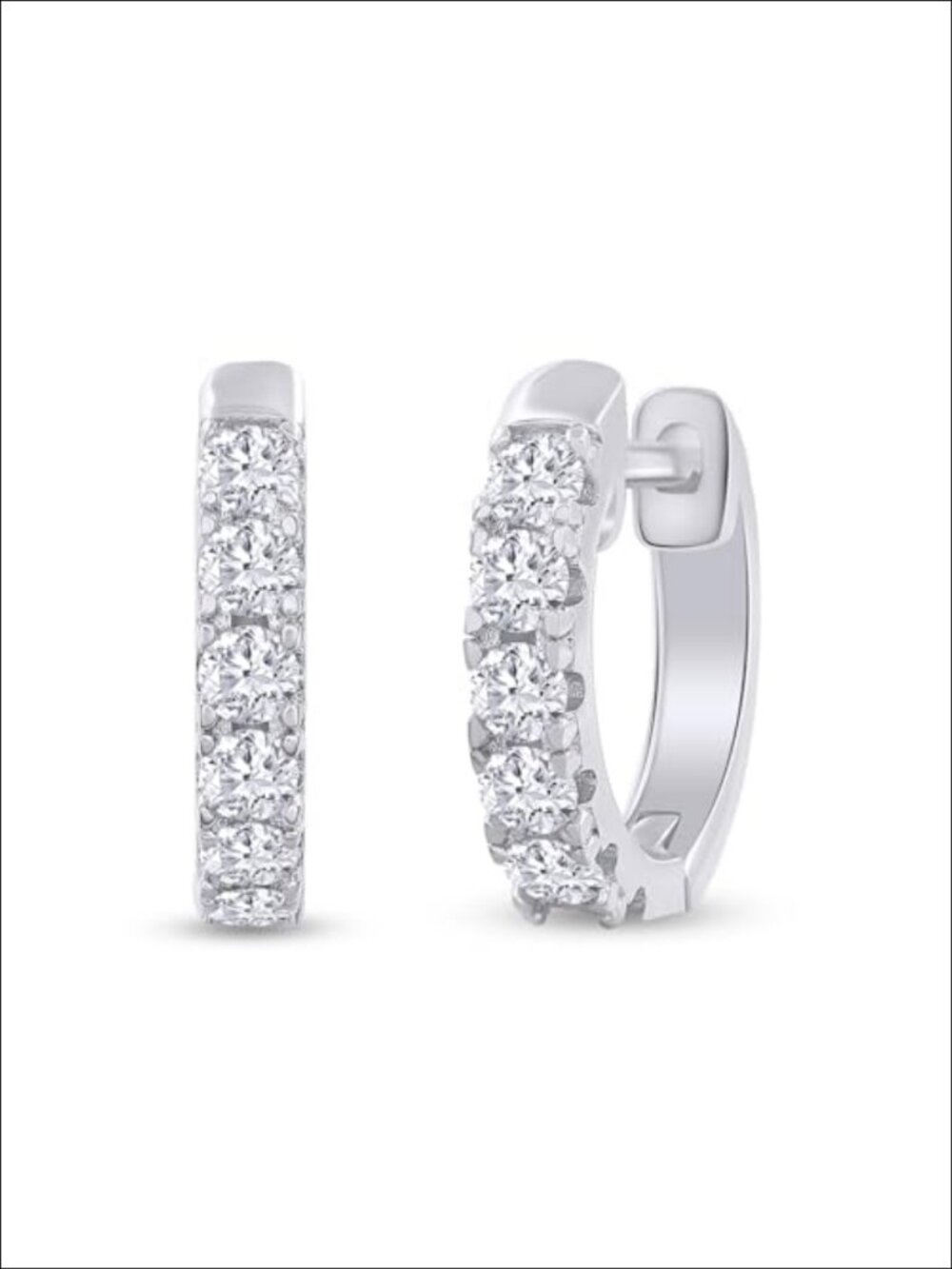 Huggie Hoop Earrings 18K White Gold Plated Moissanite Ear Cuff